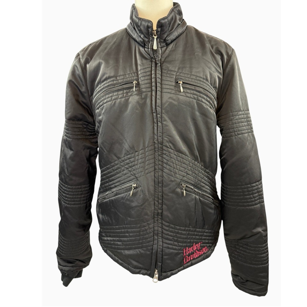 Harley-Davidson Women's L Black Quilted Embroidered Jacket 97462-07VW